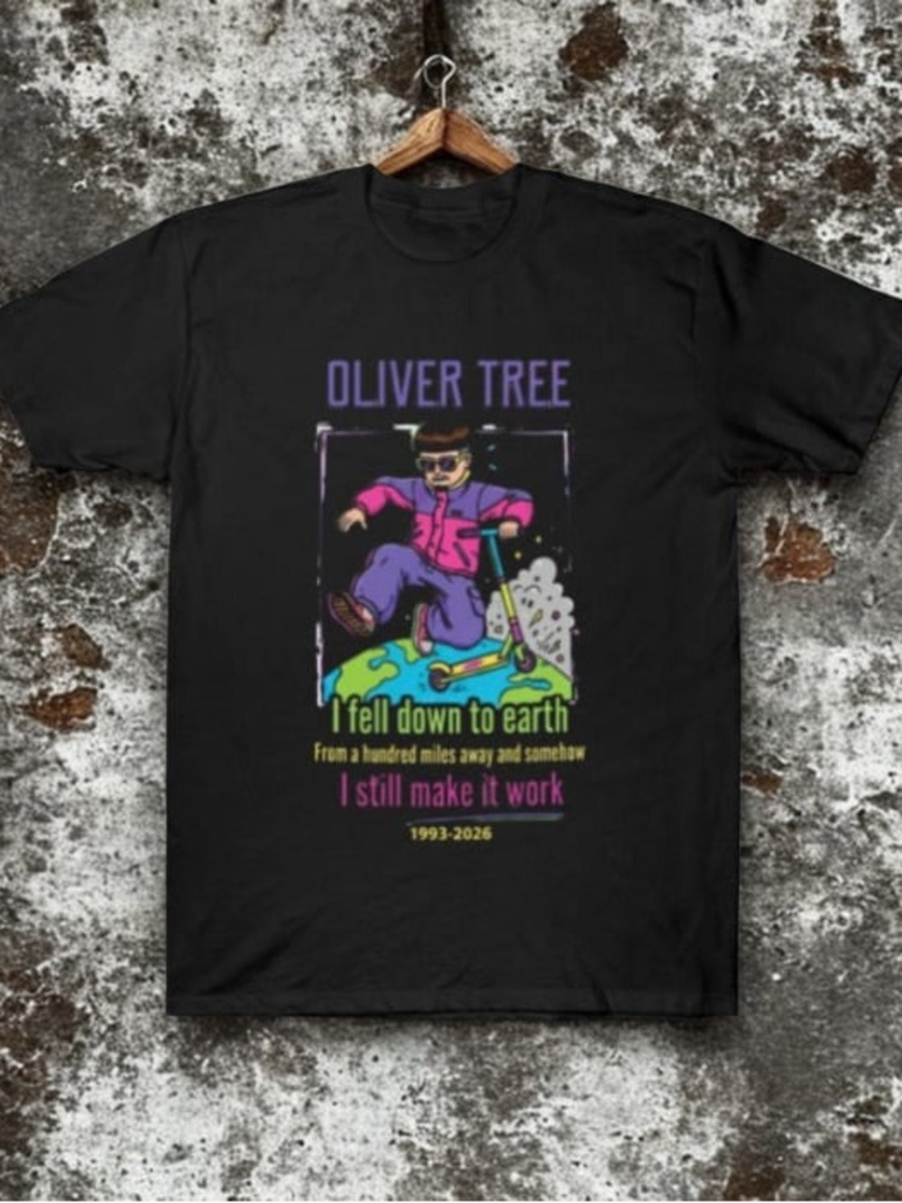 Oliver Tree Black Graphic Tee - "I Fell Down to Earth"